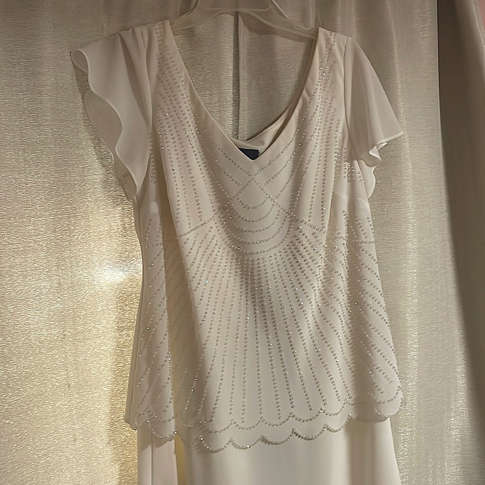 White Vintage Beaded Dress, size 12